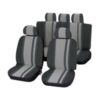 Unitec Newline Sitzbezug 14teilig Polyester Schwarz, Grau Fahrersitz, Beifahrersitz, Rücksitz
