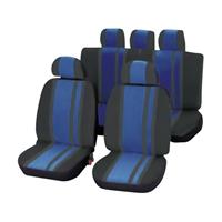 Unitec 84959 Newline Autostoelhoes 14-delig Polyester Blauw, Zwart Bestuurder, Passagier, Achterbank