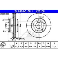 ATE Bremsscheiben 24.0126-0108.1 Scheibenbremsen,Bremsscheibe NISSAN,SERENA C23M,VANETTE CARGO Kasten HC 23,VANETTE CARGO Bus HC 23