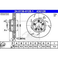 Bremsscheibe | ATE (24.0136-0128.1)