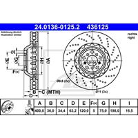 Bremsscheibe | ATE (24.0136-0125.2)