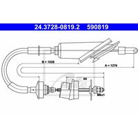 ATE Kupplungsseil 24.3728-0819.2 Kupplungsseilzug,Seilzug, Kupplungsbetätigung PEUGEOT,106 I 1A, 1C