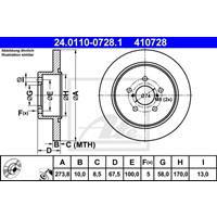 ATE Bremsscheibe SUBARU 24.0110-0728.1 26700AG000,26700AG001 Bremsscheiben,Scheibenbremsen