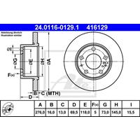 ATE Bremsscheiben 24.0116-0129.1 Scheibenbremsen,Bremsscheibe IVECO,DAILY III Pritsche/Fahrgestell,DAILY III Kasten/Kombi