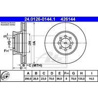 ATE Bremsscheiben 24.0126-0144.1 Scheibenbremsen,Bremsscheibe MERCEDES-BENZ,SPRINTER 5-t Pritsche/Fahrgestell 905,SPRINTER Kipper 905