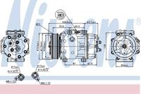 Compressor, airconditioning NISSENS, Spanning (Volt)12V, u.a. für Ford, Volvo