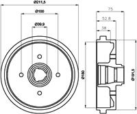 HELLA Bremstrommel 8DT 355 301-631  VW,AUDI,SEAT,POLO 6N1,GOLF II 19E, 1G1,GOLF I Cabriolet 155,POLO 86C, 80,POLO Coupe 86C, 80,POLO CLASSIC 6KV2