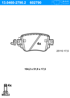 Remblokkenset, schijfrem ATE, u.a. für Audi, Skoda, Seat, VW