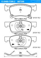 Remblokkenset, schijfrem ATE, u.a. für Opel, Vauxhall