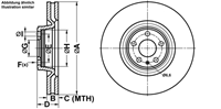 Remschijf ATE, Remschijftype: Geventileerd: , u.a. für Audi