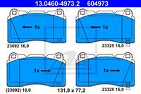 Remblokkenset, schijfrem ATE, u.a. für Mitsubishi, Subaru, Honda, Renault