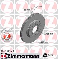 Zimmermann Bremsscheiben 100.3313.20 Scheibenbremsen,Bremsscheibe VW,AUDI,PHAETON 3D_,A8 4E_