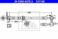 Bremsschlauch Vorderachse rechts ATE 24.5266-0476.3