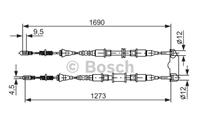 BOSCH Handbremsseil 1 987 477 129 Bremsseil,Seilzug Feststellbremse OPEL,VAUXHALL,ASTRA F CC 53_, 54_, 58_, 59_,ASTRA F Cabriolet 53_B