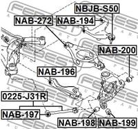 FEBEST Querlenkerlager NAB-194 Querlenkerbuchse,Querlenkergummi NISSAN,INFINITI,MURANO Z50,MURANO Z51,370 Z Z34,370 Z Roadster Z34,TEANA II J32