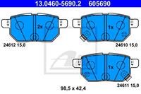 Remblokkenset, schijfrem ATE, u.a. für Subaru, Toyota, Lexus