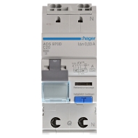 HAGER ADS970D - Earth leakage circuit breaker C20/0,03A ADS970D
