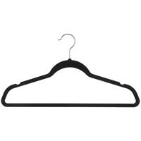 5five Set van 8x stuks velvet kledinghangers zwart 45 x 23 cm - Kledingkast hangers/kleerhangers