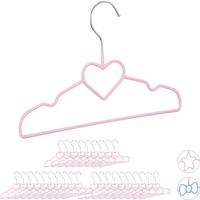 RELAXDAYS 30 x Kinderkleiderbügel Herz, Drahtbügel, Babybügel, dekorativ & platzsparend, Kinderbügel Metall, 30 cm, rosa