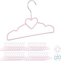 RELAXDAYS 40 x Kinderkleiderbügel Herz, Drahtbügel, Babybügel, dekorativ & platzsparend, Kinderbügel Metall, 30 cm, rosa