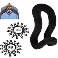 RELAXDAYS 60 x Bügelorganizer, Samt Hakenorganizer Kleiderbügel, Antirutsch Kleiderbügelhaken, Kunststoff, schwarz