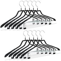 RELAXDAYS Klammerbügel, 10er Set, Kleiderbügel für Kostüme, gummiert aus Metall, rutschfest, platzsparend, 42 cm, schwarz