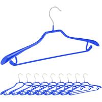 RELAXDAYS Anzugbügel, 10er Set, breite Schulterauflage, rutschfest gummiert, Hosensteg, Haken, 45 cm, Kleiderbügel, blau