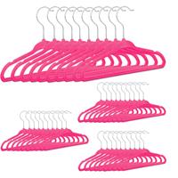 RELAXDAYS 40x Kinderkleiderbügel im Set, aus Kunststoff, Kinderbügel Samt, weiche Babybügel, HBT: 18 x 28 x 0,5 cm, pink