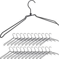 RELAXDAYS 24 x Kleiderbügel, für Hemden, Jacken & Blusen, Industrie Design, Metall, Drahtbügel, 45 cm breit, Bügel, schwarz