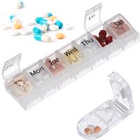 RELAXDAYS Medikamentenbox, 7 Tage, Tablettenschneider, zuhause, unterwegs, wöchentliche Pillendose, transparent/schwarz