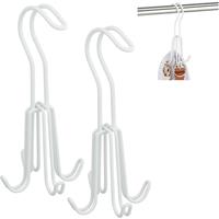 RELAXDAYS 2 x Gürtelhalter, Gürtelbügel für Kleiderschrank, Metall, für Gürtel & Handtaschen, je 4 Haken, 18 x 9 x 9 cm, weiß