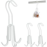 RELAXDAYS 3 x Gürtelhalter, Gürtelbügel für Kleiderschrank, Metall, für Gürtel & Handtaschen, je 4 Haken, 18 x 9 x 9 cm, weiß