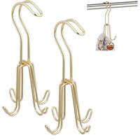 RELAXDAYS 2 x Gürtelhalter, Gürtelbügel für Kleiderschrank, Metall, für Gürtel & Handtaschen, je 4 Haken, 18 x 9 x 9 cm, gold