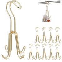 RELAXDAYS 10 x Gürtelhalter, Gürtelbügel für Kleiderschrank, Metall, für Gürtel & Handtaschen, je 4 Haken, 18 x 9 x 9 cm, gold