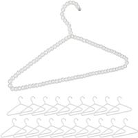 RELAXDAYS 20 x Kleiderbügel mit Perlen, für Shirt, Bluse, mit Stange für Hosen & Röcke, 40 cm, Kunststoff, Hemdbügel, weiß