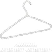 RELAXDAYS 30 x Kleiderbügel mit Perlen, für Shirt, Bluse, mit Stange für Hosen & Röcke, 40 cm, Kunststoff, Hemdbügel, weiß