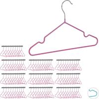 RELAXDAYS 100 x Kinderkleiderbügel, platzsparende Drahtbügel Mädchen, Babybügel mit Kerben, PVC-beschichtet, Bügel 30 cm, pink