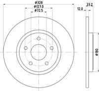 Hella Bremsscheibe Hinterachse  8DD 355 125-311