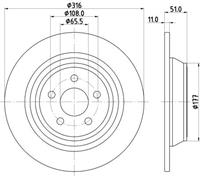 Hella Bremsscheibe Hinterachse  8DD 355 126-551