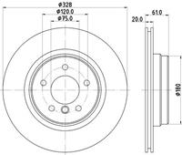 Hella Bremsscheibe Hinterachse  8DD 355 104-571