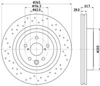 Hella Bremsscheibe Hinterachse  8DD 355 116-511