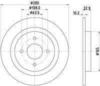 Hella Bremsscheibe Hinterachse  8DD 355 115-041