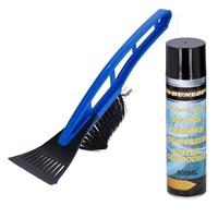 Merkloos Autoramen stevige IJskrabber met borstel blauw 31 cm met ruiten ontdooier spray -