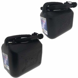 Benson 2x stuks jerrycans zwart voor brandstof - 5 en 10 liter - inclusief schenktuit - benzine / diesel