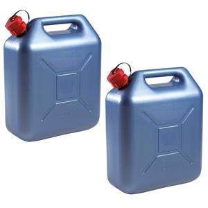 EDA 2x stuks kunststof jerrycans blauw voor brandstof 20 liter L36 x B17 x H44 cm -