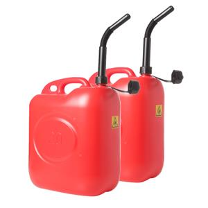 Merkloos 2x Rode jerrycans/benzinetank 20 liter - Voor diesel en benzine - Anti overlooptrechter
