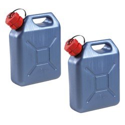 Eda 2x stuks kunststof jerrycans blauw voor brandstof L24 x B11 x H30 cm - 5 liter - benzine / diesel