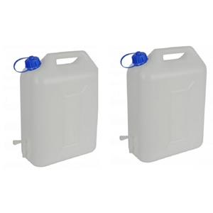 Merkloos 3x stuks jerrycans voor water met kraantje 10 liter - waterjerrycans / watertank