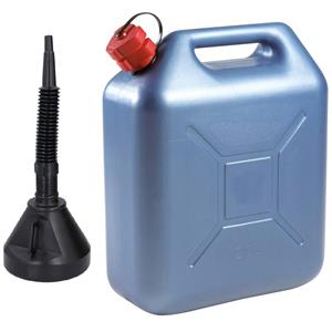Eda Jerrycan blauw voor olie en brandstof van 20 liter met een handige grote trechter van 39 cm