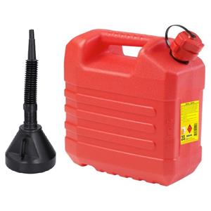 Merkloos Jerrycan rood voor olie en brandstof van 20 liter met een handige grote trechter van 39 cm